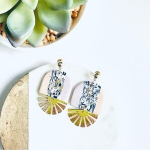 2/$30🌵 Pink Purple Gold Speckle Polymer Clay Earrings Sunburst Bohemian Boho